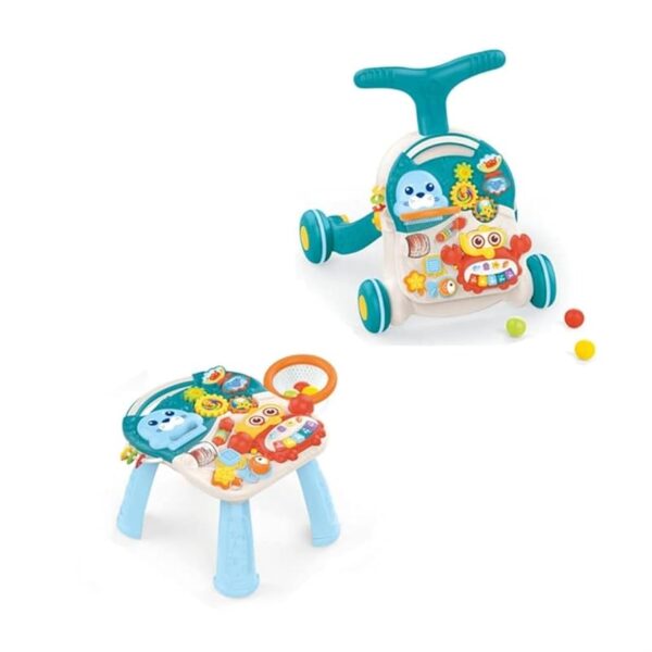 Jouet éducatif 2 en 1 - Table d'activités & Trotteur bébé
