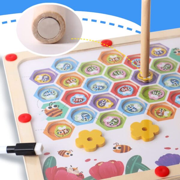 Jeu éducatif magnétique “Bee Letter Pairing” – Labyrinthe des lettres avec stylo magnétique – Image 2