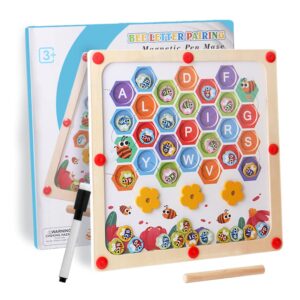 Jeu éducatif magnétique “Bee Letter Pairing” – Labyrinthe des lettres avec stylo magnétique