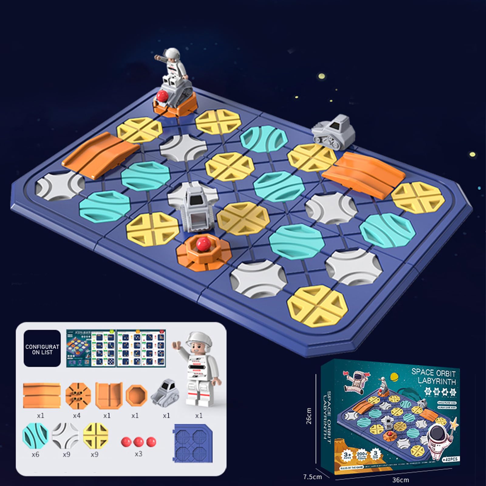 Jeu de labyrinthe spatial éducatif (42 pièces, 200+ défis, 3 modes de jeu) – Image 2