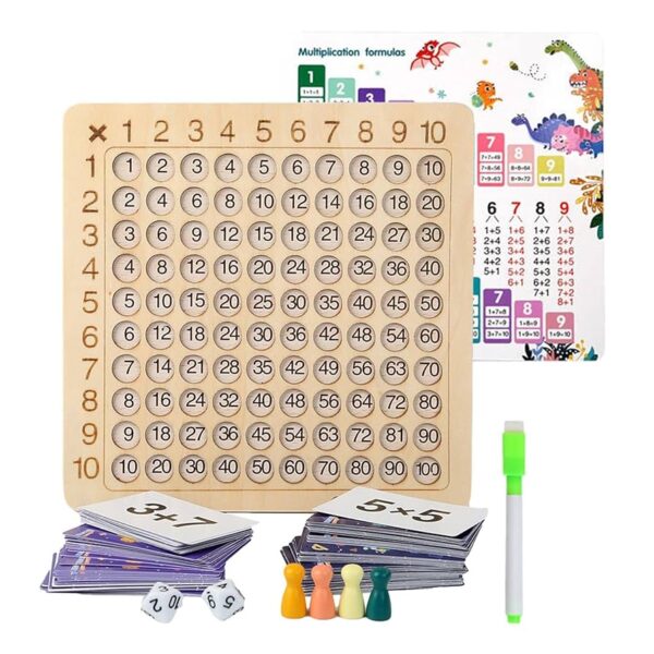 Tableau éducatif en bois des tables de multiplication – Image 3