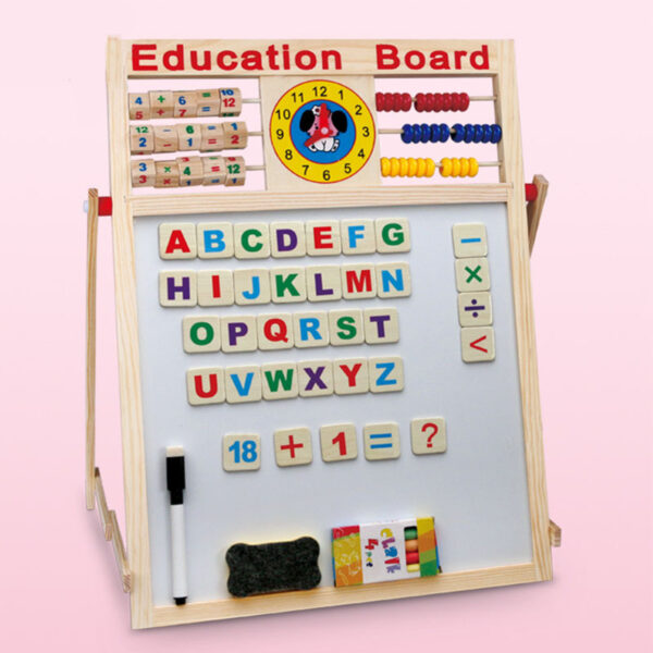 Tableau éducatif magnétique 4-en-1 avec alphabet, chiffres et horloge – Image 2