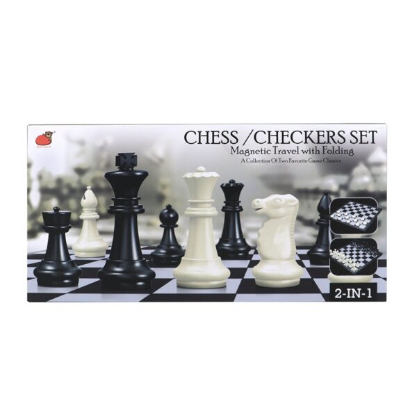 Jeu d’Échecs & Dames 2-en-1 Magnétique Pliable