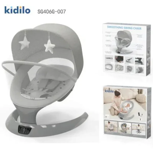 Kidilo – Balancelle électrique pour bébé avec télécommande et écran LED – Image 2
