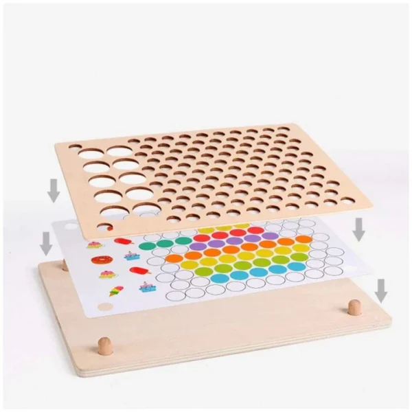 Jeu de tri et de motricité fine en bois avec perles colorées – Image 5