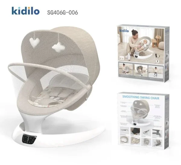 Kidilo – Balancelle électrique pour bébé avec télécommande et écran LED