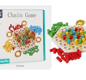 Jeu de réflexion et de stratégie en bois avec élastiques et pions colorés