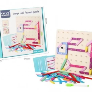 Jeu éducatif de clous et formes géométriques en bois avec cartes modèles