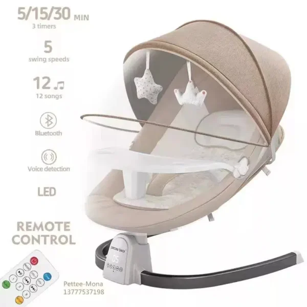 Kidilo – Balancelle électrique pour bébé avec télécommande et écran LED – Image 3