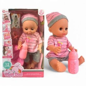Poupée Bébé Interactif avec Biberon – 12 sons