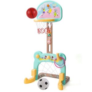 Panier de Basket Multifonction pour Enfants – 3 en 1 (Basket, Football & Lancer d’anneaux)