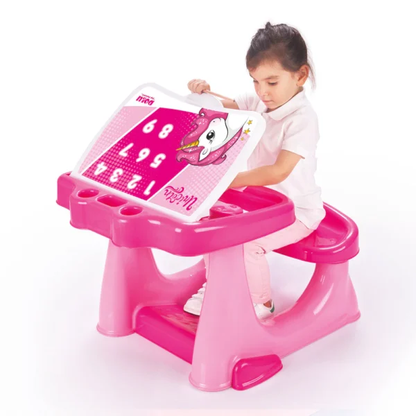Bureau Enfant avec Tableau – Thème Licorne (Rose) – Image 3