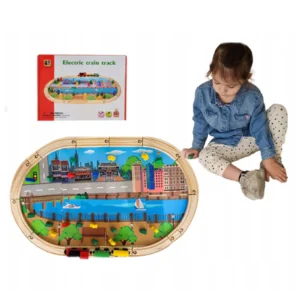 Circuit de Train Électrique en Bois avec Rails et Accessoires – Electric Train Tracks