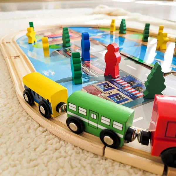 Circuit de Train Électrique en Bois avec Rails et Accessoires – Electric Train Tracks – Image 5