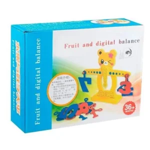 Balance éducative en bois avec chiffres et poids