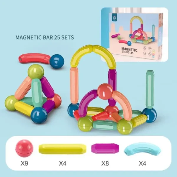 Jeu de Construction Magnétique – 25 Pièces – Image 3