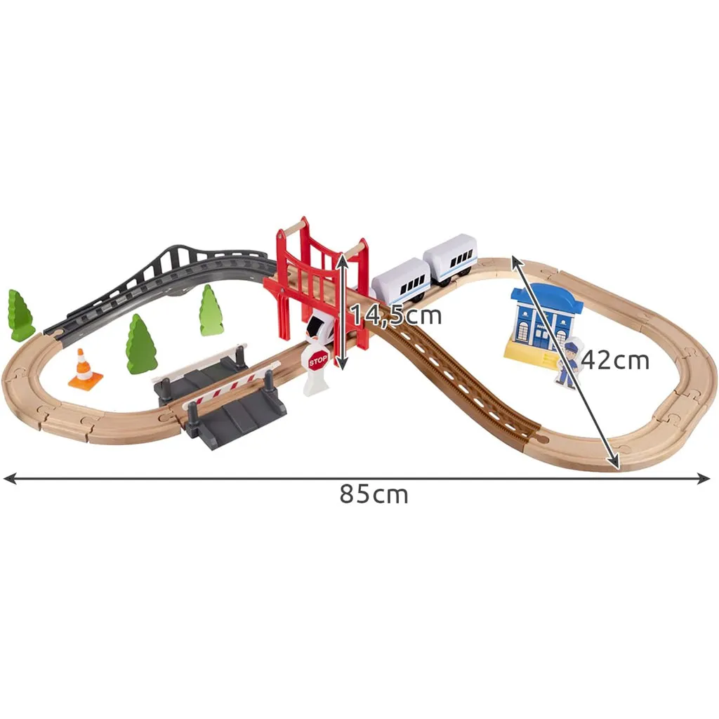 Circuit de Train en Bois avec Accessoires – Wooden Track for Motor Cars – Image 2