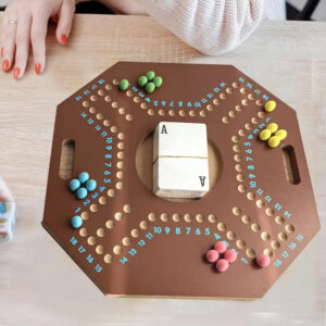 Jeu de société en bois 2-en-1 – Plateau multi-jeux