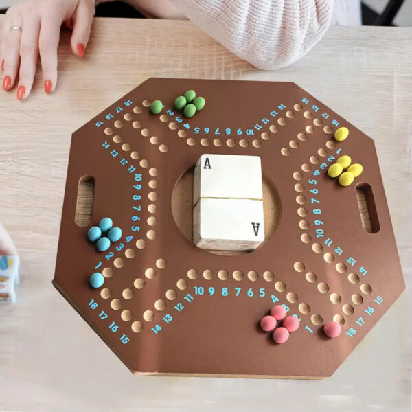 Jeu de société en bois 2-en-1 – Plateau multi-jeux – Image 3