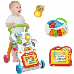 Trotteur éducatif multifonction avec jouets interactifs pour bébé