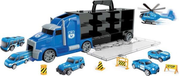 Camion de transport Police avec véhicules et hélicoptère – Set d’intervention complet – Image 2