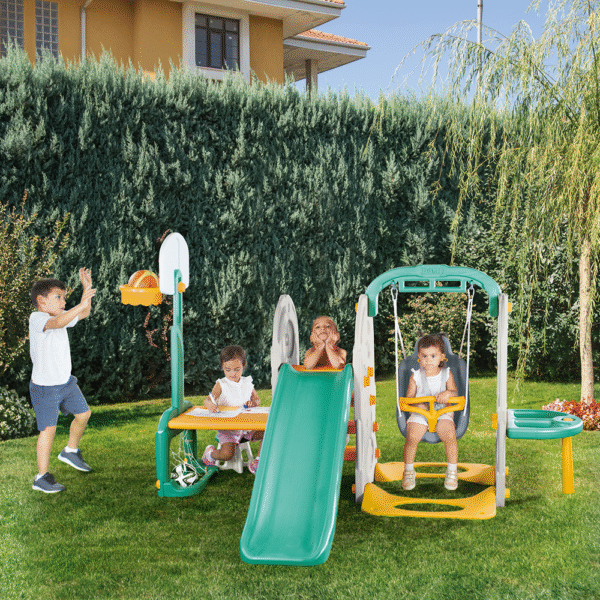 Aire de jeux multifonction avec toboggan et balançoire – Dolu Play Center 6 en 1