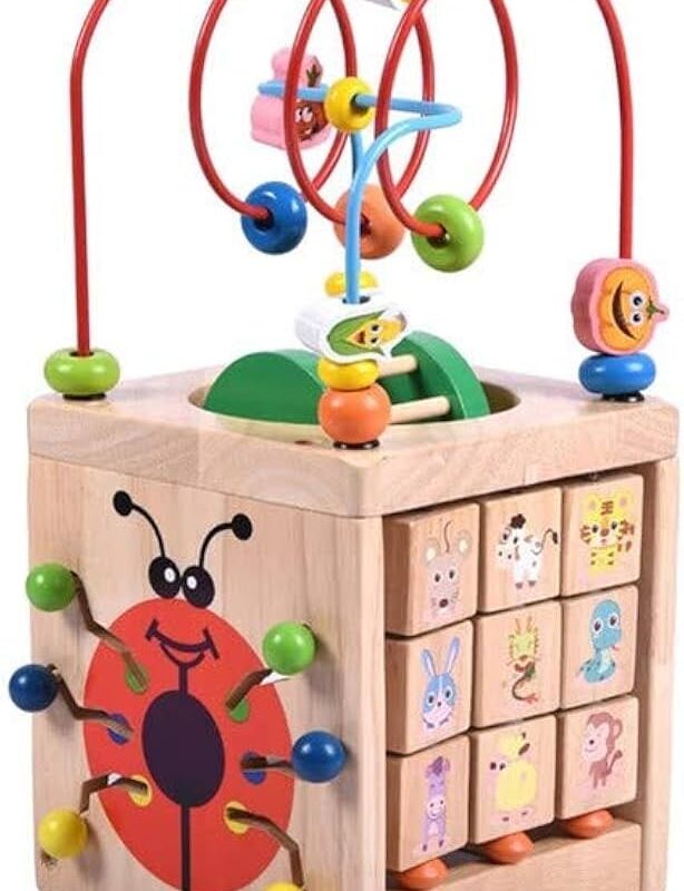 Cube d’Activités Éducatif en Bois 5-en-1