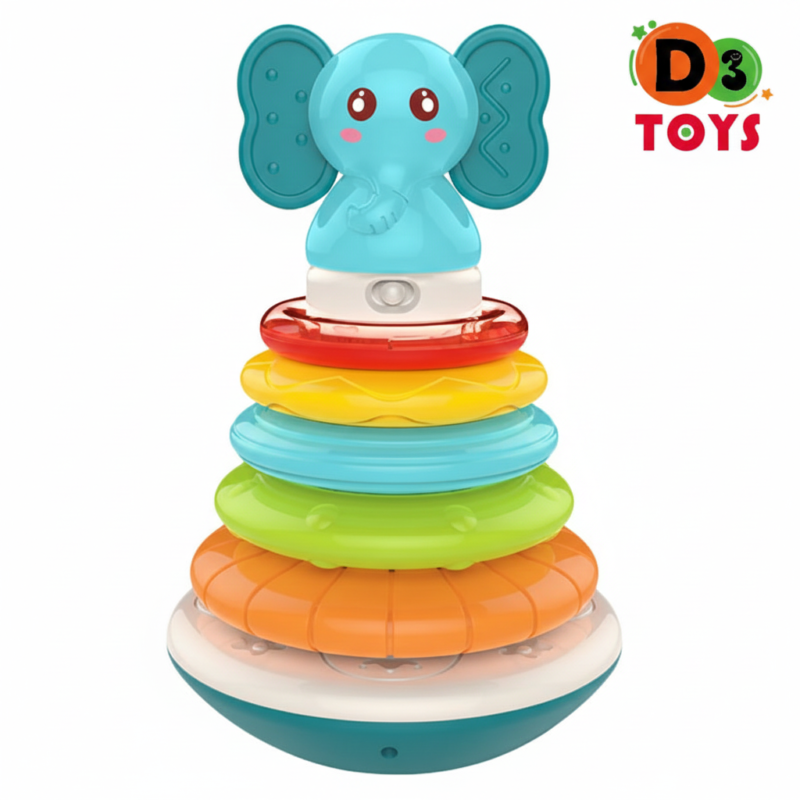 Jouet Bébé Anneaux Empilables Éléphant – Tour d’Éveil Colorée