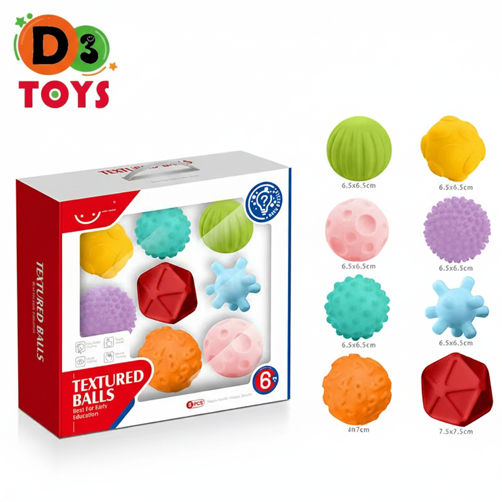 Balles Sensorielles Texturées pour Bébé – Set de 6 pièces