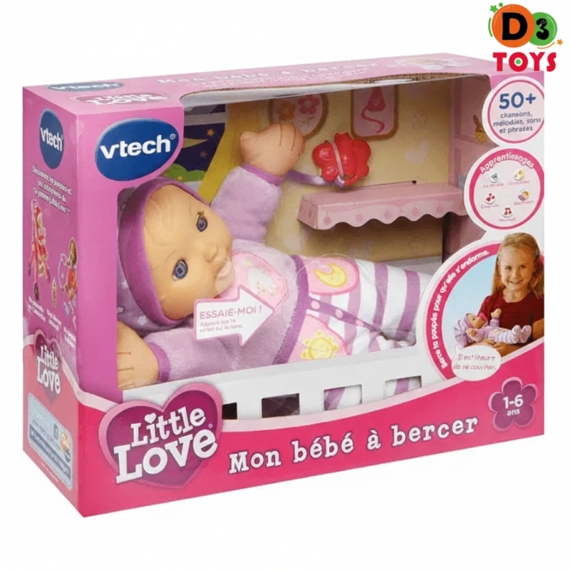 Little Love – Mon Bébé à Bercer | Poupée Interactive avec Lit | VTech