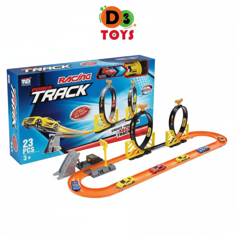Power Track Racing – Circuit de Course à Loopings (23 Pièces)
