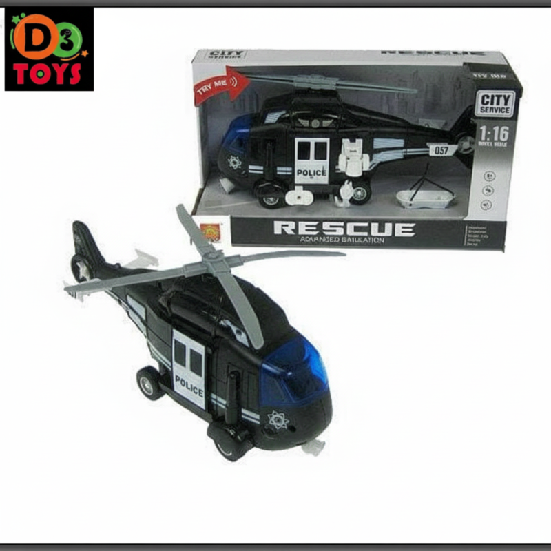 Hélicoptère de Police 1:16 – Rescue City Service avec Accessoires