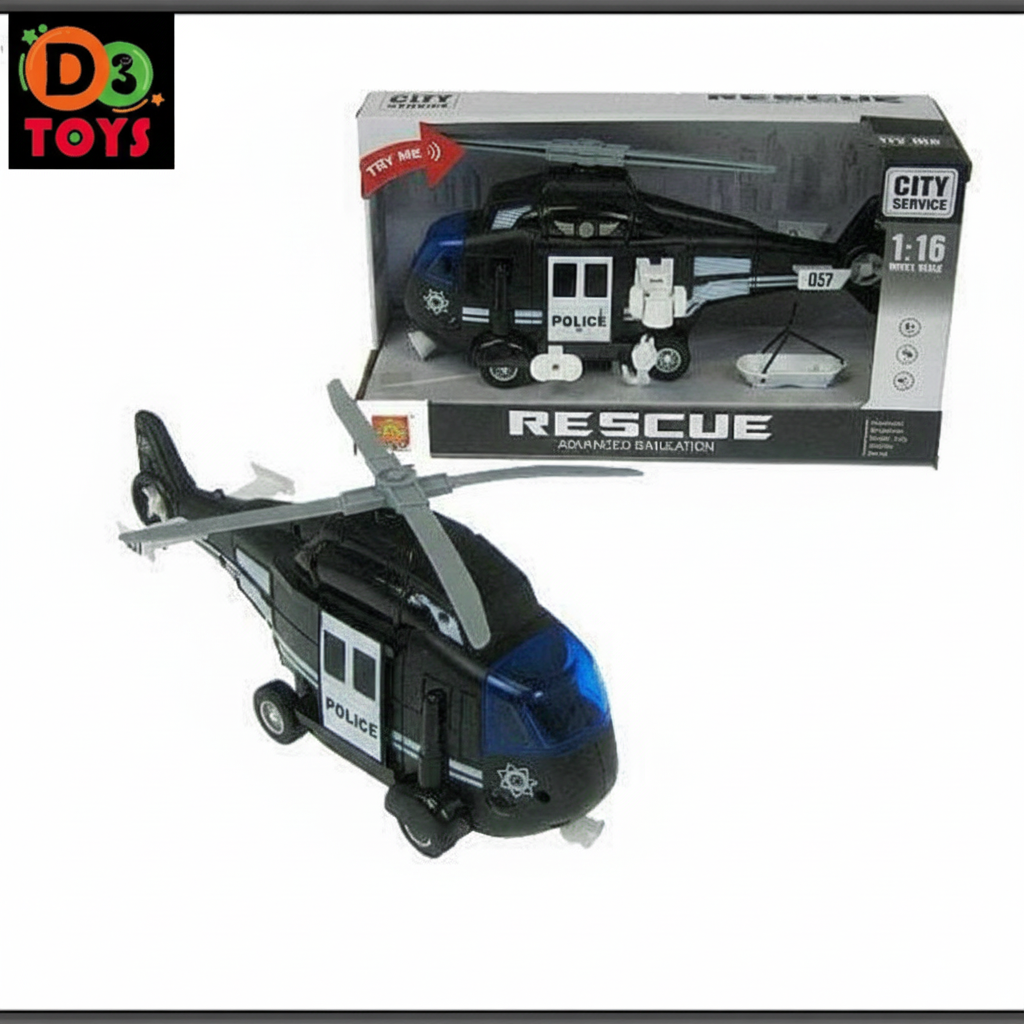 Hélicoptère de Police 1:16 – Rescue City Service avec Accessoires