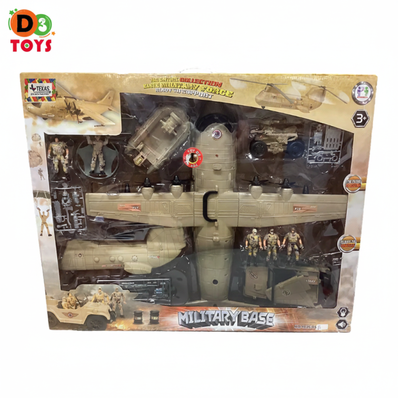 Coffret Base Militaire – Avion de transport, soldats et accessoires