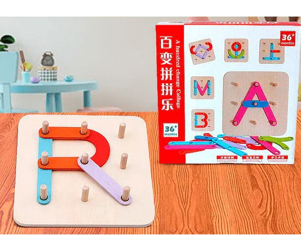 Jeu Éducatif Alphabet en Bois – Construction Lettres & Chiffres