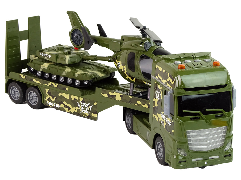 Camion Transporteur Militaire 1:16 – Set Hélicoptère + Char d’Assaut – Image 3