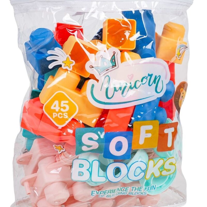Sac de Blocs de Construction Souples Unicorn – 45 Pièces