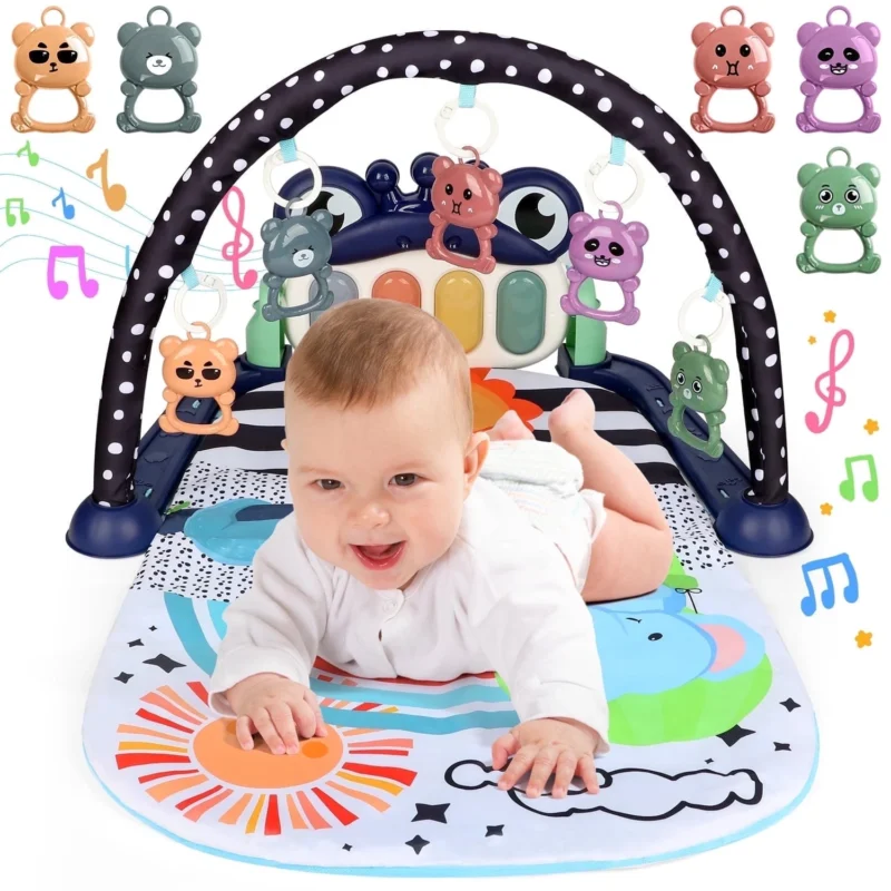 Tapis d’éveil bébé musical avec piano – Arche de jeu multifonction