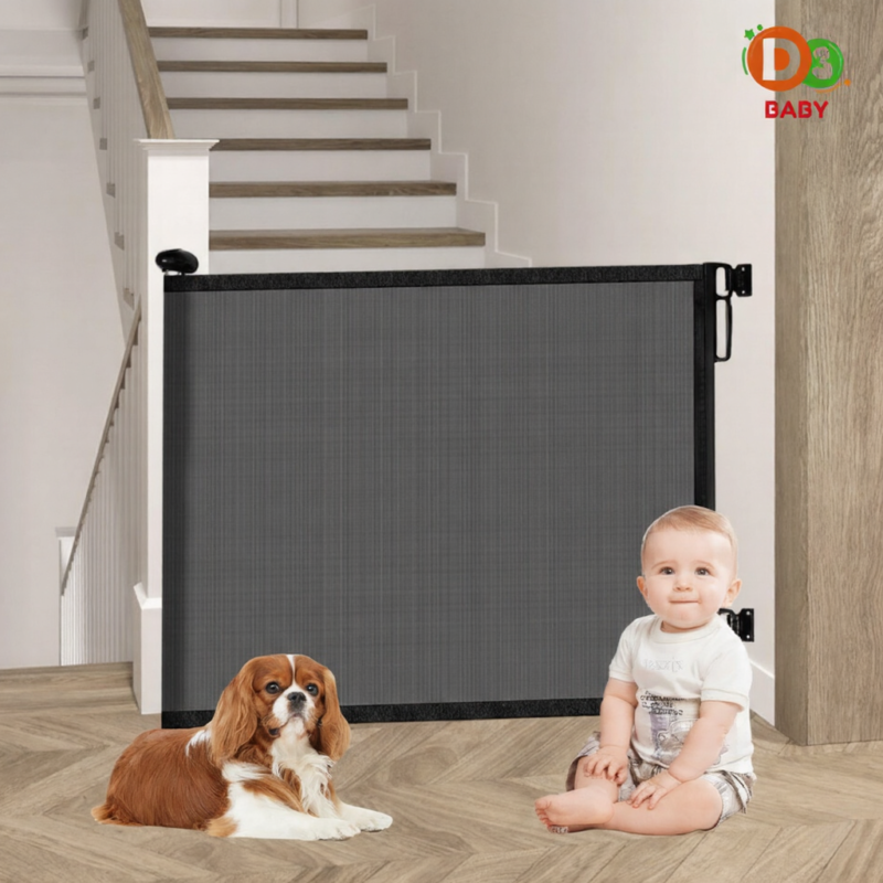 Barrière de sécurité rétractable pour bébé et animaux – Intérieur