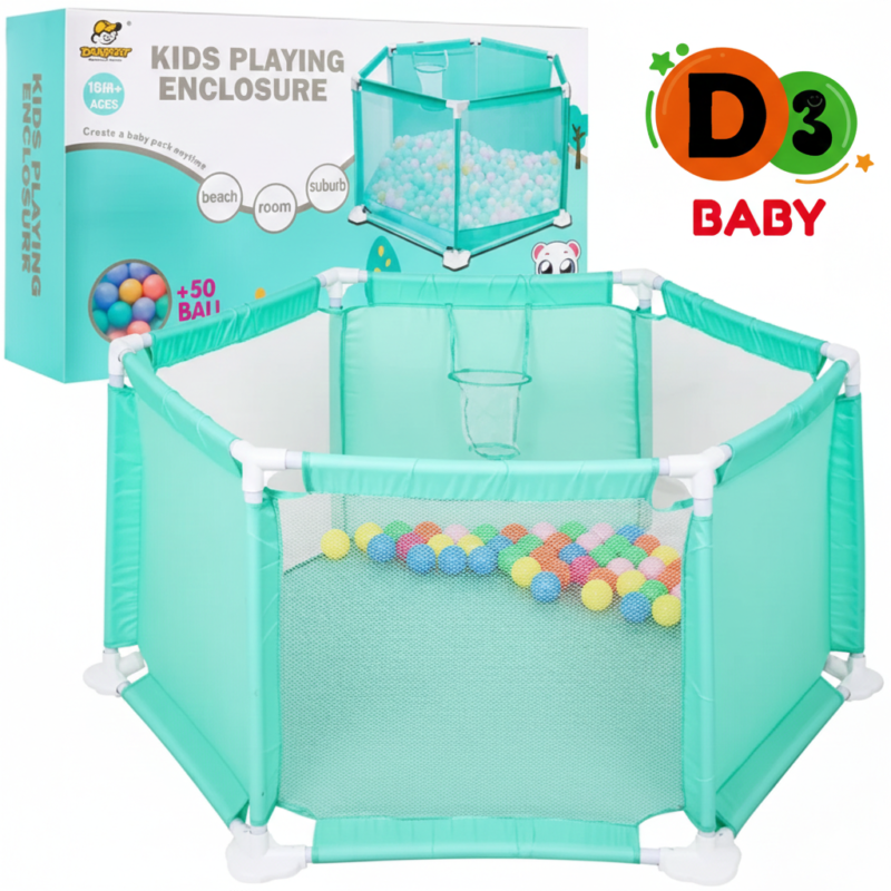 Parc de Jeu pour Bébé avec Filets de Sécurité et Balles Colorées