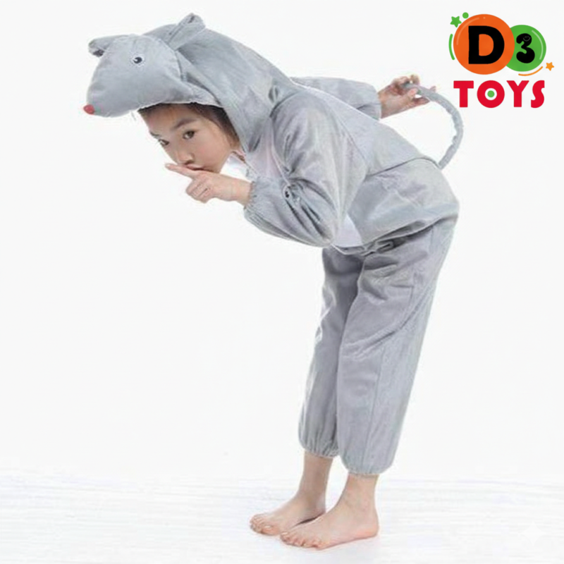 Déguisement Souris Enfant – Costume Petite Mouse Gris avec Capuche