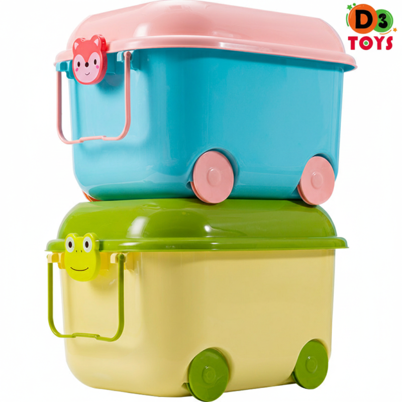 Boîte de Rangement Enfant avec Roulettes et Couvercle
