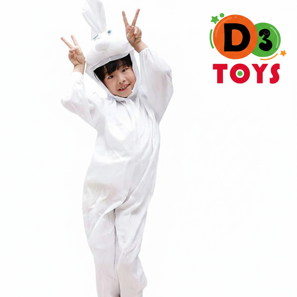 Déguisement Lapin Blanc Enfant – Costume Bunny avec Capuche Oreilles