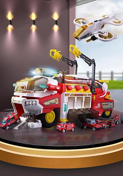 Camion Caserne de Pompiers 6-en-1 avec Véhicules et Hélicoptère – Image 7