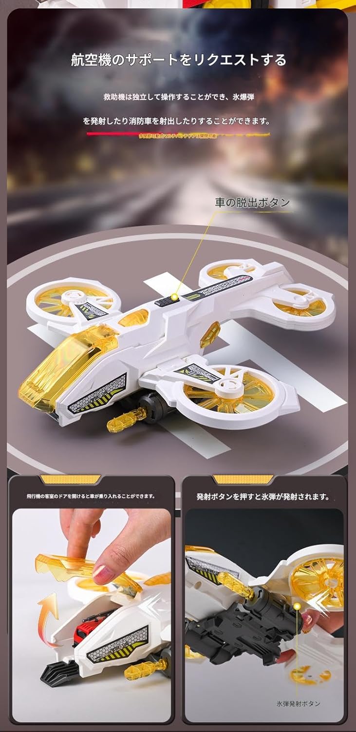 Camion Caserne de Pompiers 6-en-1 avec Véhicules et Hélicoptère – Image 3