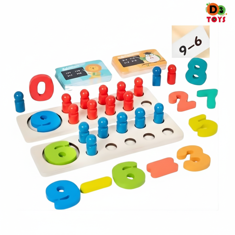 Jeu de Comptage en Bois Montessori – Apprentissage des Chiffres et Calcul