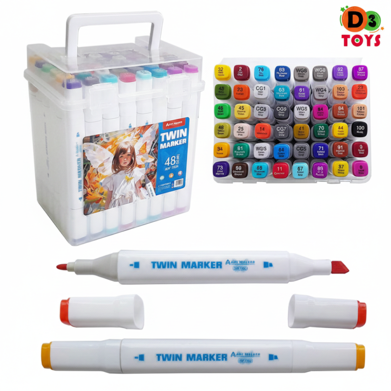 Set de 48 Twin Markers Professionnels – Double Pointe