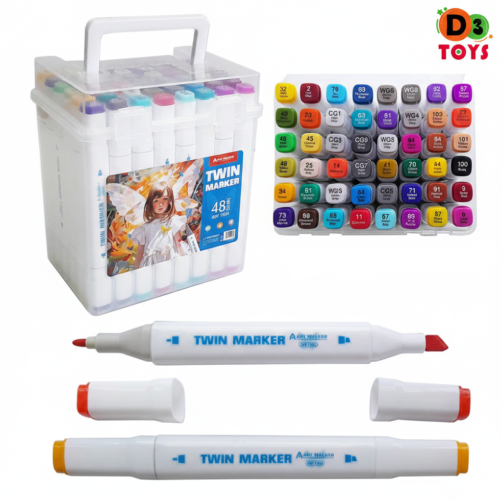 Set de 48 Twin Markers Professionnels – Double Pointe