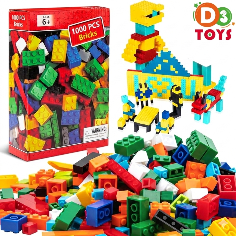 Boîte 1000 Pièces Blocs de Construction – Briques Créatives Enfants 6+