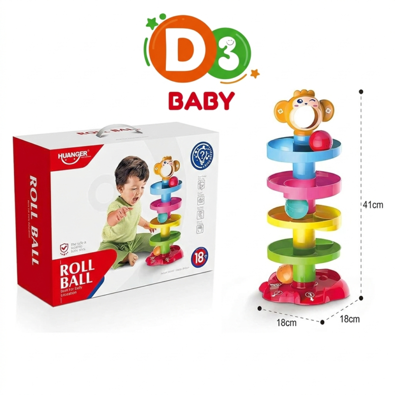 Tour de Balles Roll Ball pour Bébé – Jeu Éducatif Coloré 18 Mois+